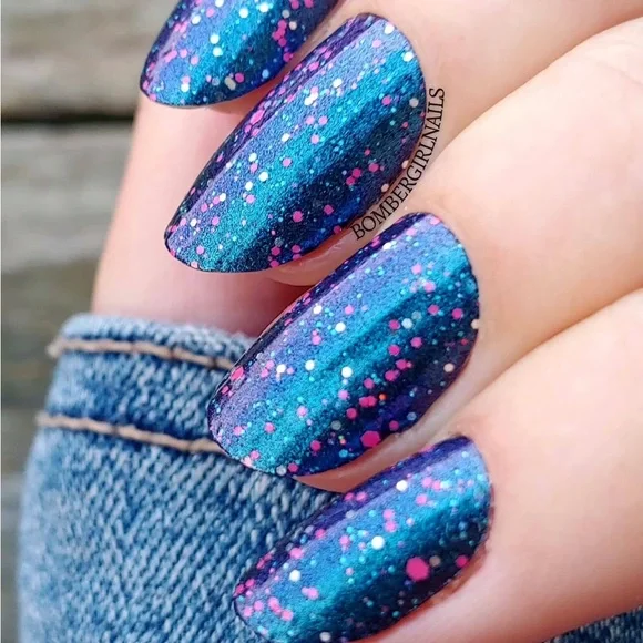 *Retired* Color Street: Frosty Nights | Teal Blue Pink Glitter Winter Holiday - Picture 2 of 11